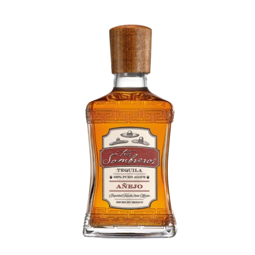 tequila tres sombreros añejo 100% cl 70 38°