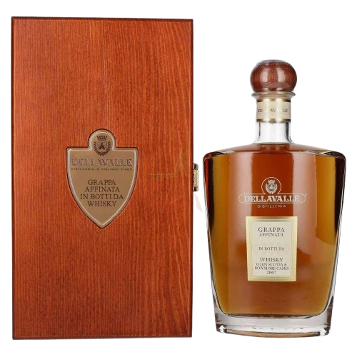 dellavalle grappa affinata in botti da whisky glen scotia bowmore casks 2007 42 vol 07l in holzkiste