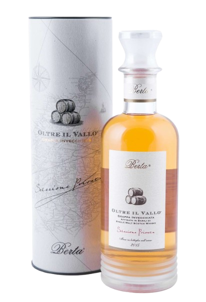 oltre il vallo grappa invecchiata berta scatola latta 70cl 1